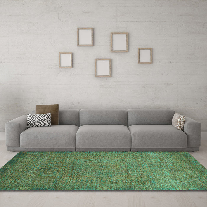 Machine Washable Oriental Turquoise Modern Area Rugs in a Living Room,, wshabs1483turq
