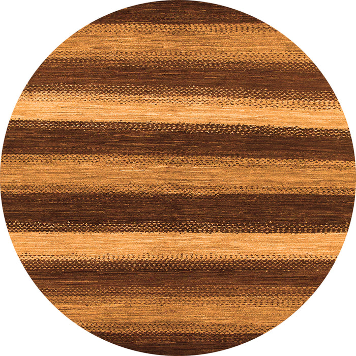 Round Machine Washable Oriental Orange Modern Area Rugs, wshabs1484org