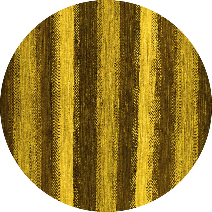 Round Machine Washable Oriental Yellow Modern Rug, wshabs1484yw
