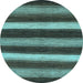 Round Oriental Light Blue Modern Rug, abs1484lblu