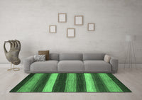 Machine Washable Oriental Emerald Green Modern Rug, wshabs1484emgrn