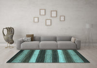 Machine Washable Oriental Light Blue Modern Rug, wshabs1484lblu