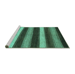 Sideview of Machine Washable Oriental Turquoise Modern Area Rugs, wshabs1484turq