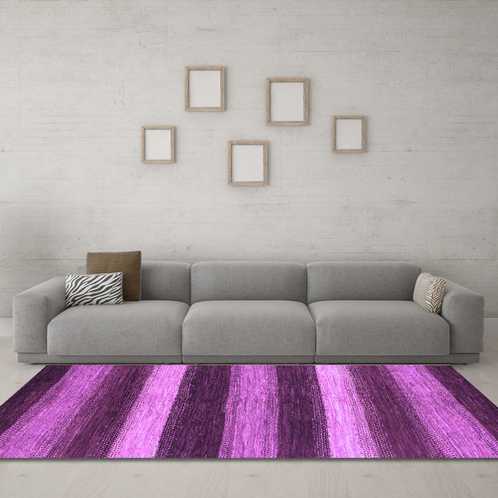 Machine Washable Oriental Purple Modern Area Rugs in a Living Room, wshabs1484pur
