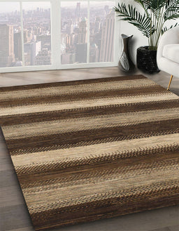 Machine Washable Abstract Bakers Brown Rug in a Family Room, wshabs1484