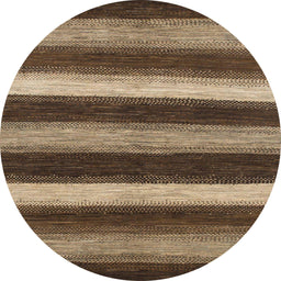 Round Abstract Bakers Brown Oriental Rug, abs1484