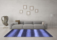 Machine Washable Oriental Blue Modern Rug, wshabs1484blu