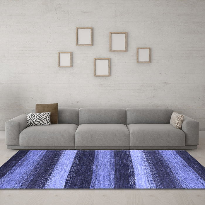 Machine Washable Oriental Blue Modern Rug in a Living Room, wshabs1484blu