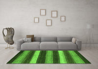 Machine Washable Oriental Green Modern Rug, wshabs1484grn