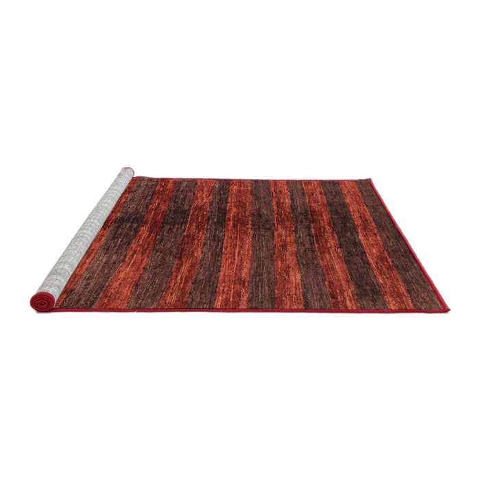 Sideview of Machine Washable Abstract Fire Brick Red Rug, wshabs1485