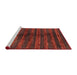 Sideview of Machine Washable Abstract Fire Brick Red Rug, wshabs1485