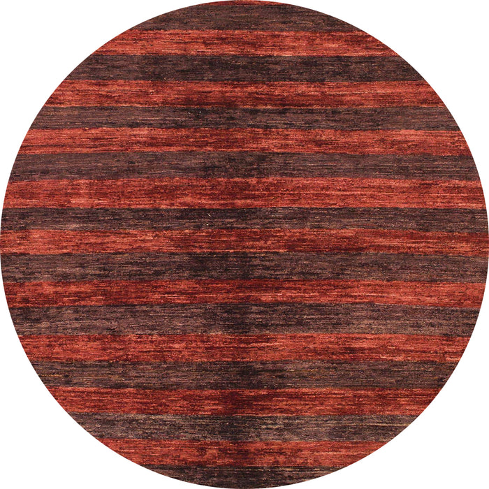 Round Abstract Fire Brick Red Oriental Rug, abs1485