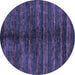 Round Machine Washable Oriental Blue Modern Rug, wshabs1485blu