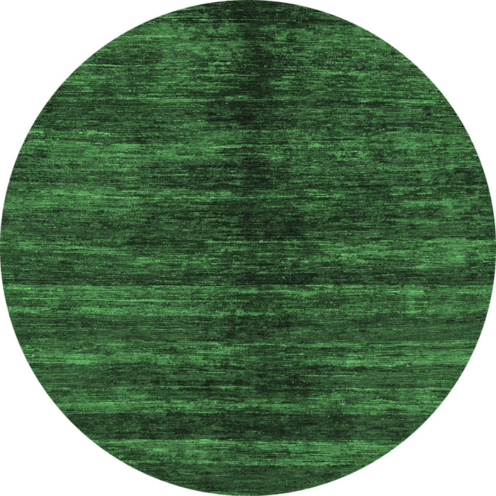 Round Machine Washable Oriental Emerald Green Modern Area Rugs, wshabs1485emgrn