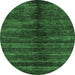 Round Machine Washable Oriental Emerald Green Modern Area Rugs, wshabs1485emgrn