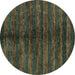 Round Oriental Turquoise Modern Rug, abs1485turq