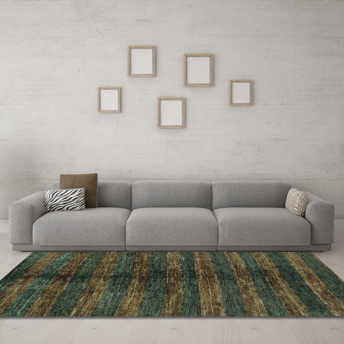 Machine Washable Oriental Turquoise Modern Area Rugs in a Living Room,, wshabs1485turq