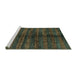 Sideview of Machine Washable Oriental Turquoise Modern Area Rugs, wshabs1485turq