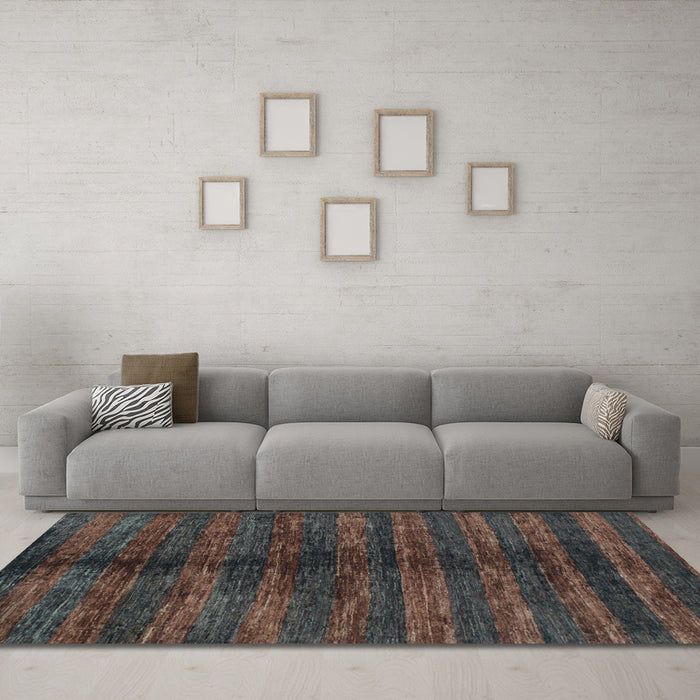 Machine Washable Oriental Light Blue Modern Rug in a Living Room, wshabs1485lblu