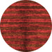 Round Machine Washable Oriental Orange Modern Area Rugs, wshabs1485org