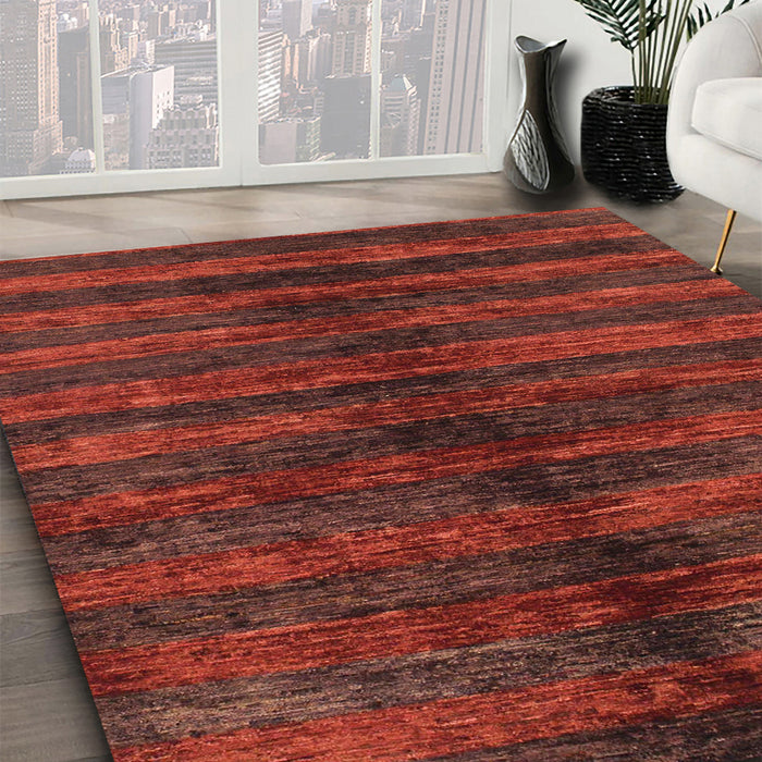 Machine Washable Abstract Fire Brick Red Rug in a Family Room, wshabs1485