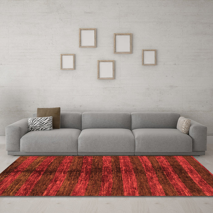 Machine Washable Oriental Orange Modern Area Rugs in a Living Room, wshabs1485org
