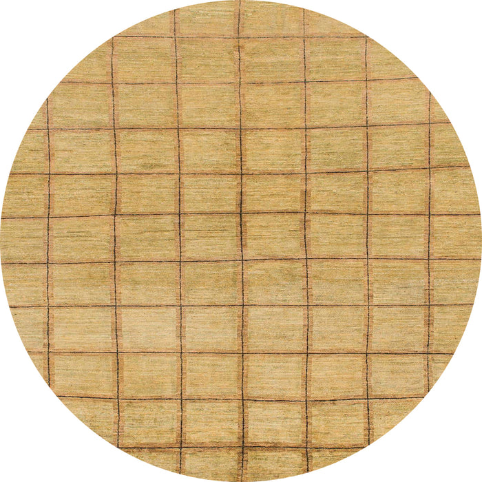 Round Abstract Dark Orange Oriental Rug, abs1486