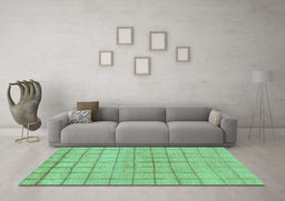 Machine Washable Oriental Turquoise Modern Area Rugs in a Living Room,, wshabs1486turq