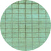 Round Oriental Light Blue Modern Rug, abs1486lblu