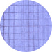 Round Machine Washable Oriental Blue Modern Rug, wshabs1486blu