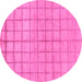 Round Machine Washable Oriental Pink Modern Rug, wshabs1486pnk