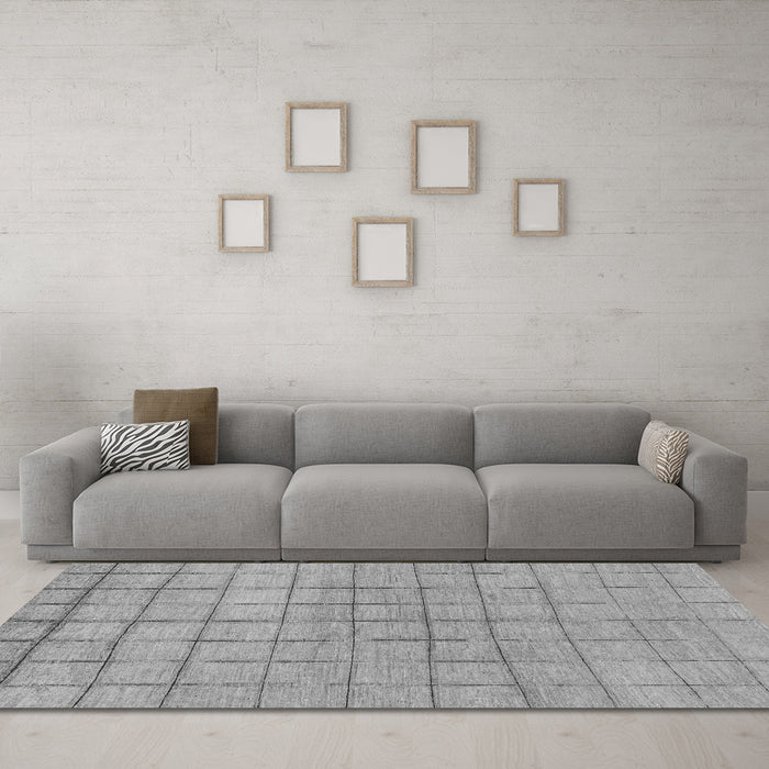 Machine Washable Oriental Gray Modern Rug in a Living Room,, wshabs1486gry