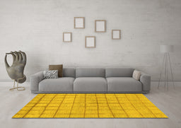 Machine Washable Oriental Yellow Modern Rug in a Living Room, wshabs1486yw