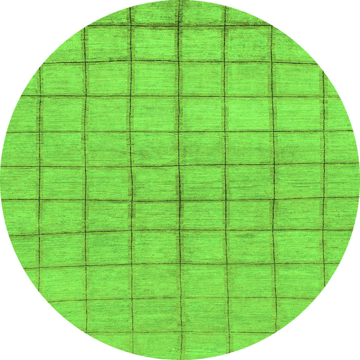 Round Machine Washable Oriental Green Modern Area Rugs, wshabs1486grn