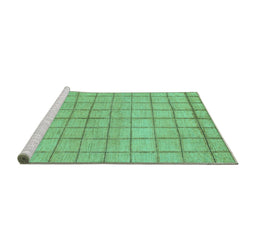 Sideview of Machine Washable Oriental Turquoise Modern Area Rugs, wshabs1486turq