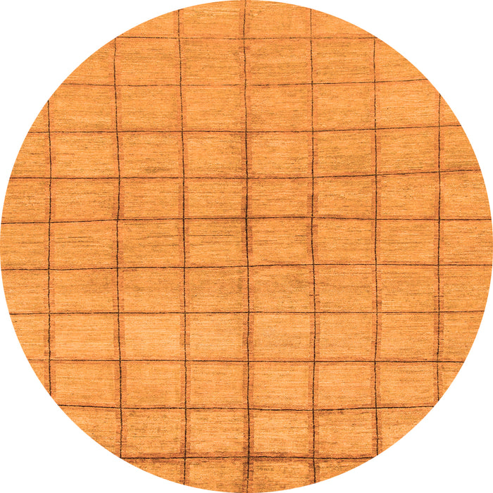 Round Machine Washable Oriental Orange Modern Area Rugs, wshabs1486org