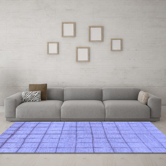 Machine Washable Oriental Blue Modern Rug in a Living Room, wshabs1486blu