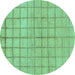 Round Oriental Turquoise Modern Rug, abs1486turq