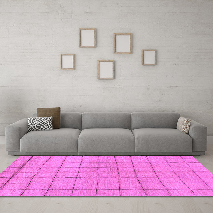 Machine Washable Oriental Purple Modern Area Rugs in a Living Room, wshabs1486pur