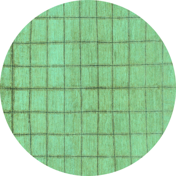 Round Machine Washable Oriental Turquoise Modern Area Rugs, wshabs1486turq