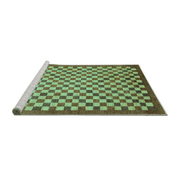 Sideview of Machine Washable Oriental Turquoise Modern Area Rugs, wshabs1487turq