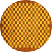 Round Machine Washable Oriental Yellow Modern Rug, wshabs1487yw