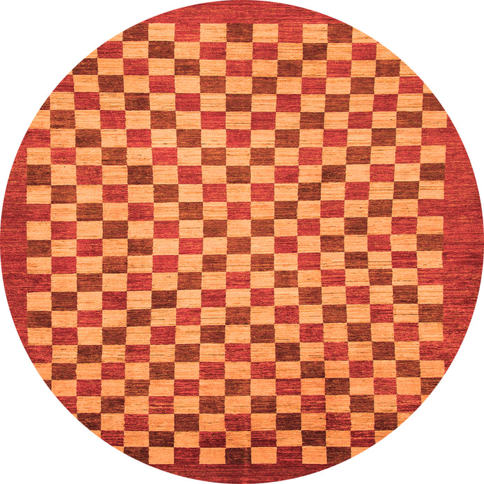 Round Machine Washable Oriental Orange Modern Area Rugs, wshabs1487org