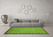 Machine Washable Oriental Green Modern Area Rugs in a Living Room,, wshabs1487grn