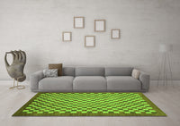 Machine Washable Oriental Green Modern Rug, wshabs1487grn