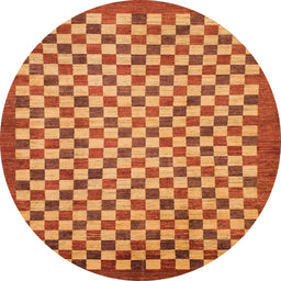 Round Machine Washable Abstract Orange Rug, wshabs1487