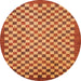 Round Machine Washable Abstract Orange Rug, wshabs1487