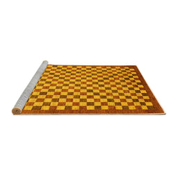 Sideview of Machine Washable Oriental Yellow Modern Rug, wshabs1487yw