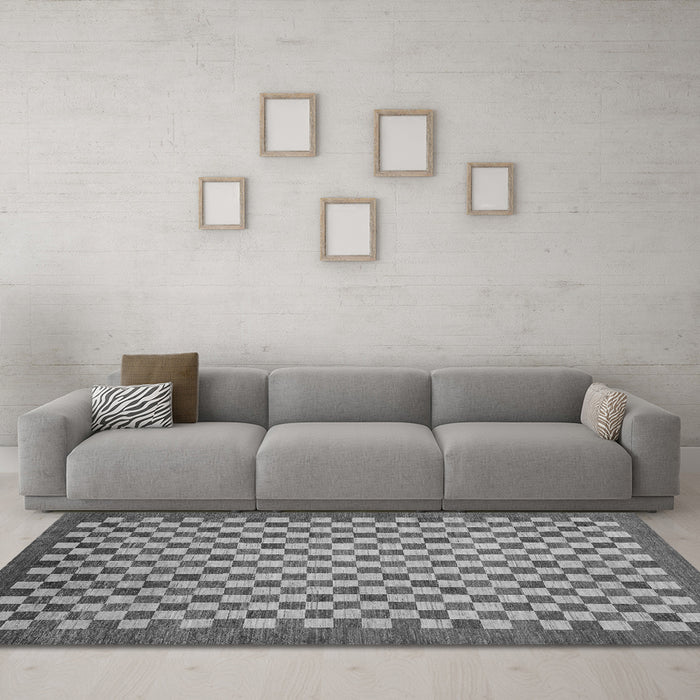 Machine Washable Oriental Gray Modern Rug in a Living Room,, wshabs1487gry