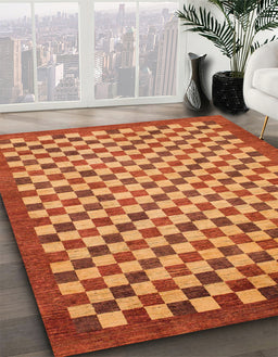 Machine Washable Abstract Orange Rug in a Family Room, wshabs1487